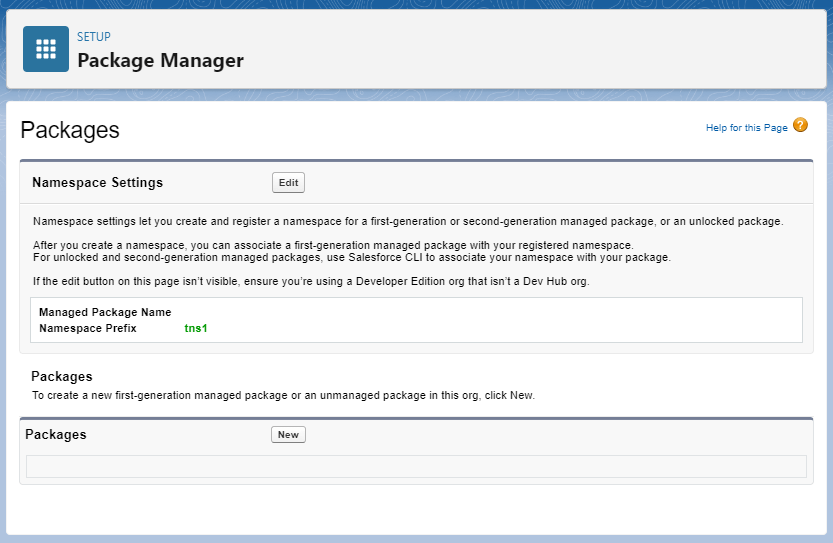 Package Manager New Namespace